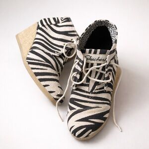 Skechers Black and White Zebra Wedge Boots